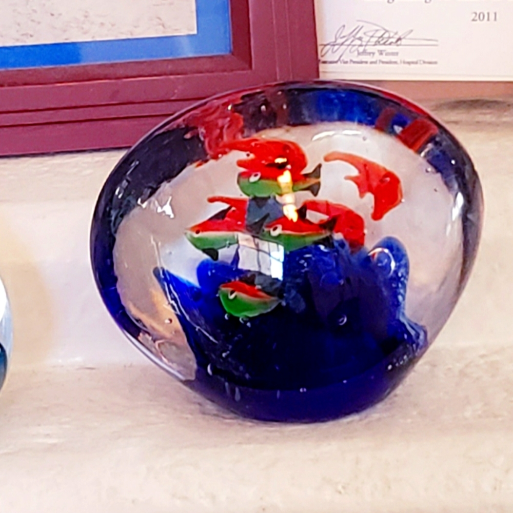 Vintage glass fish paper weight